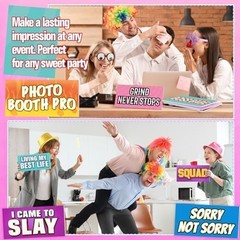24 Double-Sided Photo Booth Props – Waterproof PVC Signs for Parties