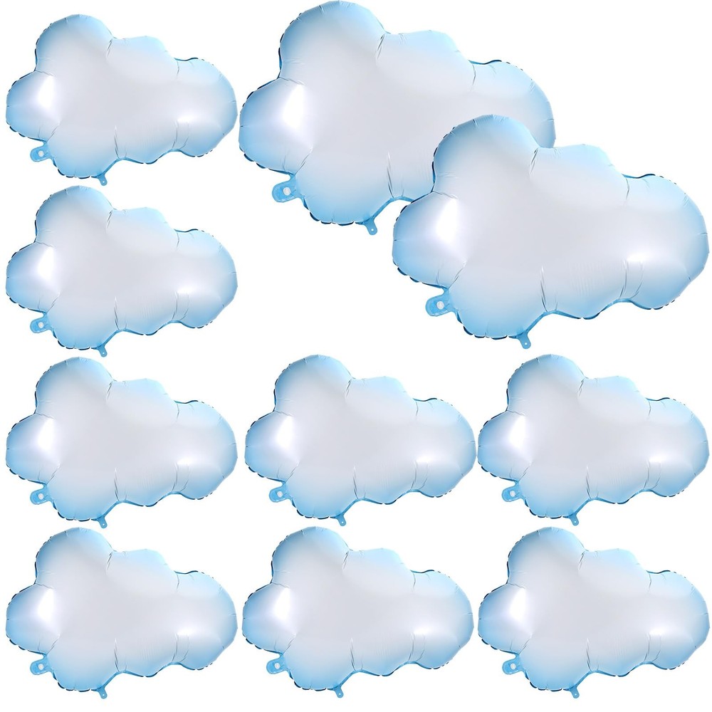 10PCS Cloud Balloons – Blue Edge White Clouds Decorations Foil Balloons, Larg…