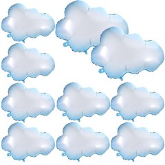 10PCS Cloud Balloons – Blue Edge White Clouds Decorations Foil Balloons, Larg…