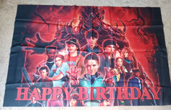 STRANGER THINGS Happy Birthday Wall Hanging Banner 38″ x 58″