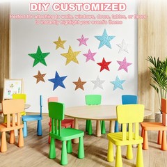 80 Pcs Glitter Star Cutouts, 5.9 Inch Paper Stars Confetti Cutouts, 8 Colors
