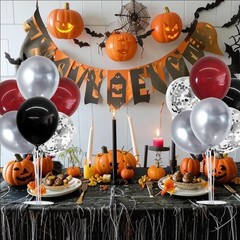 4 Set Burgundy Red Black Silver Balloon Stand Centerpiece Table Decorations f…