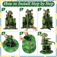 3 Tier Dinosaur Cupcake Stand Party Decorations Dinosaur Theme Cupcake Holder De