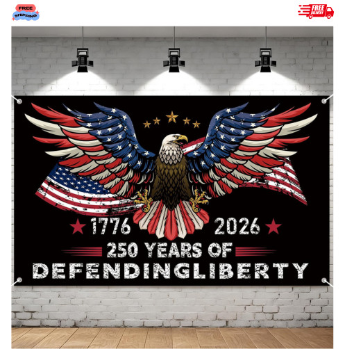 Patriotic 250th Anniversary Backdrop 71×43 Inches for Independence Day Decor