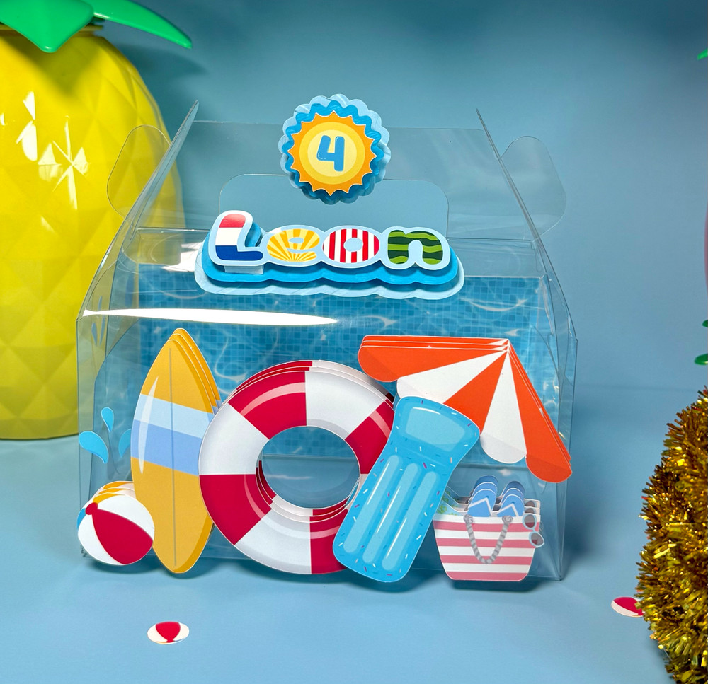 Blue Pool Party Goodie Boxes/ Summer Birthday Party/ Dive into Four Favor Boxes