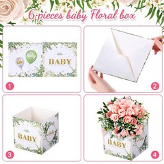 4Pack Baby Shower Centerpieces Pink Flower Boxes Party Arrangement Table Display