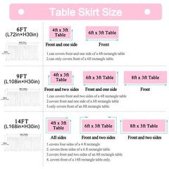 9ft White Tulle Table Skirt Tutu Tablecloth for Wedding/Birthday Party Decor