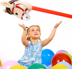 12 PCS 37 Inch Inflatable Stick Horse Premium PVC Horse Head Stick for Western P