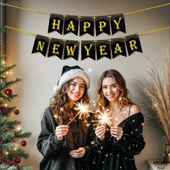 KatchOn, Large Happy New Year Banner 2026-10 Feet, Pre-Strung | Happy New Yea…