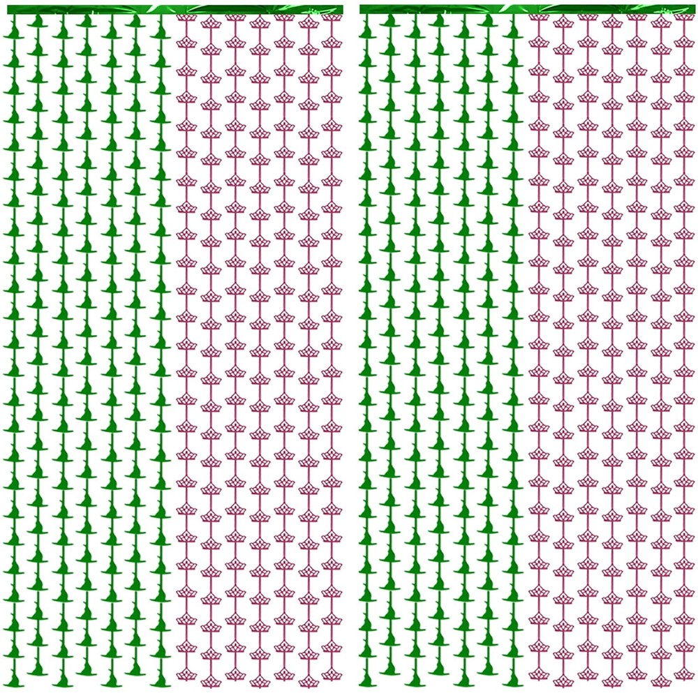 2 Pack Wicked Backdrop – 3.3 X 6.6 Ft Pink and Green Foil Fringe Curtains, Wi…