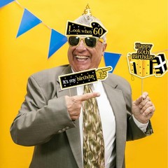 60th Birthday Photo Booth Props Black Gold Cheers To 60 Years Party Decor