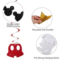 16 Pcs Hanging Swirl Decorations Black Red Gold Birthday Party Supplies Streamer