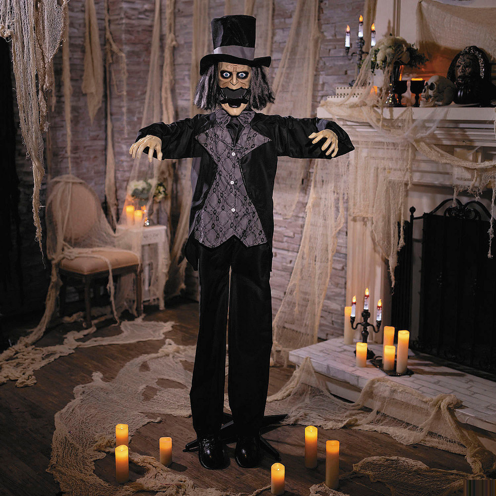 6 Ft. 2 3/4″ Animated Standing Pop-Up Jaw Groom Halloween Decoration – ATC