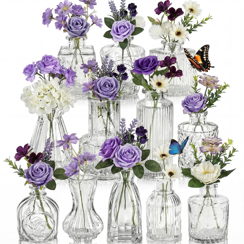 Ferrochef 36 Pcs Artificial Flowers Table Centerpiece Vases Spring Colorful