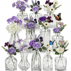 Ferrochef 36 Pcs Artificial Flowers Table Centerpiece Vases Spring Colorful