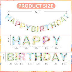 Happy Birthday Banner 6FT – Premium Gold Foil Sequins Happy Birthday Sign for Ba