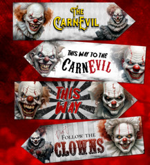 4 Horror Clown Halloween ‘CarnEvil’ Party Decoration Arrow Signs
