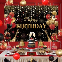 Red Party Decorations for ,Balloon Aich kit,Black Gold Confetti Balloons,Happ…