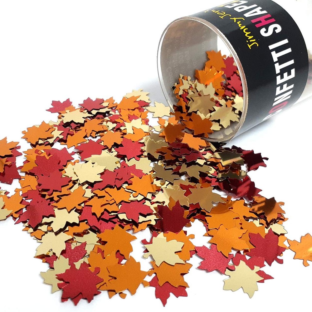 Orange Reds Maple Leaf Confetti 1/2-inch Retail Pack #9424 QS0 Sprinkles