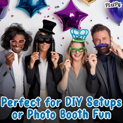 Photo Booth Props – 66 Piece Multicolor Kit – Fun Selfie Party Accessories – …