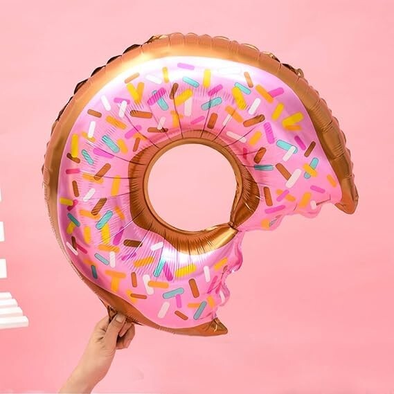 Pink Bite Donut Shape Foil Balloon for Sweet Celebrations Mylar Balloon Decor