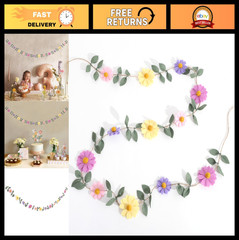 Colorful Daisy Banner – Spring Party Decorations, Flower Garland, Bohemian Home