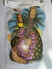 Vintage NOS 1979 Beistle Hawaii Luau Cutouts Hula Dancer Ukulele Pineapple Palm