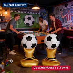2PCS Giant Soccer Trophy Balloons, Self Standing Foil Balloons for Soccer Birthd