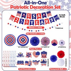 Aneco 250th Anniversary Decorations Set 4th of July Patriotic Decor USA Flag …