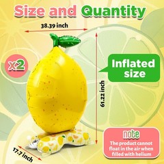 2 Pack Lemon 4 ft Giant Standing Fruit Foil Balloon Summer Party Decorations …