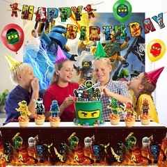 Ninja Birthday Party Decorations Lego Balloons Tablecloths Banner Cupcake Topper
