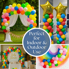 Rainbow 200 Pcs Assorted Latex Party Balloons – Multicolor Ideal for Birthday, A