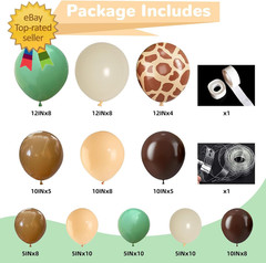Sage Green Brown Balloon Garland Kit Olive Green Gold Safari Balloons Arch Anima