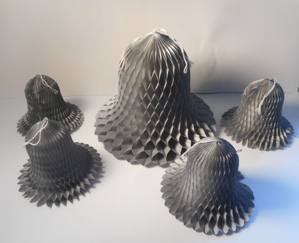 Vintage Gray/Silver 25th Wedding Anniversary Honeycomb Bells