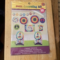 10 Piece Party Room Decorating Kit Peace Signs by Amscan Tie Dye Decorations