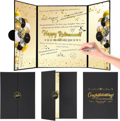 Retirement Party Decorations,Black Gold Retirement Guest Book Jumbo Happy Retire