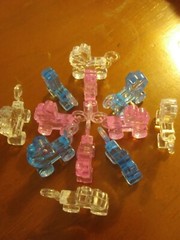 Flat Strollers Deco Charms Set of 12 (4) of each: Pink Blue & Clear-All See Thru