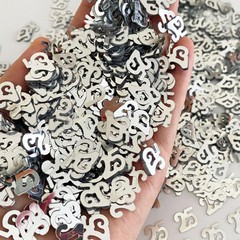 Silver Number 25 Confetti Sequins 25th Birthday Anniversary Party Decor