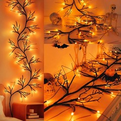 [8 Modes & Timer 6Ft 54 LED Willow Vine Twig Garland with 6FT-Orange, Orange