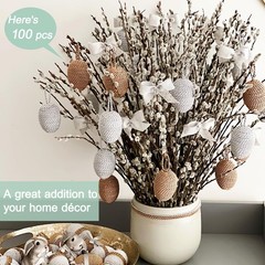 45 Stems 16＂Real Dried Pussy Willow Branches for Vase，100% Natural White