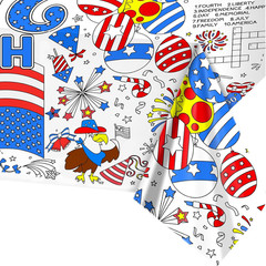 250Th Anniversary American Coloring Tablecloth 4Th of July Party Favors, America