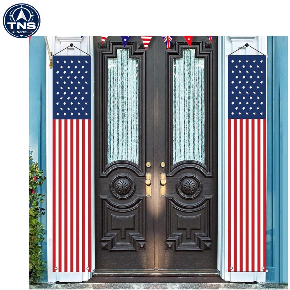 Patriotic American Flag Banners 2 pcs Outdoor Indoor 71×12.6 inches Waterproo…