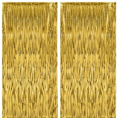 Voircoloria 2 Pack Gold Foil Fringe 39.6″W x 98.4″L (Pack of 2),