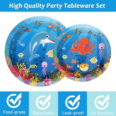 Vibrant Under the Sea Tableware – Baby Shower & Birthday Supplies for 24 Guests