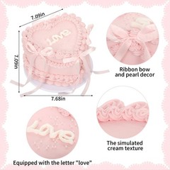7 Inch Pink Bow Fake Cake Heart Shaped Artificial Birthday Bakery Display