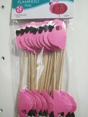 NEW 24 pcs Flamingo Cocktail Cupcake Picks Tropical Toppers Party Decorations
