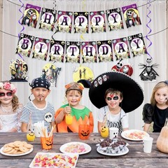 Halloween Birthday Decorations Banner and Hanging Swirls, Halloween Decorations