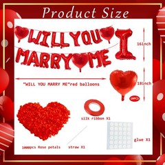 16 Inches Red ‘WILL YOU MARRY ME’ Proposal Letter Balloons with 1000 Rose Pet…