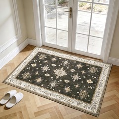2’x3′ Washable Area Rug Non-Slip, Vintage Floral Medallion Distressed Entrywa…
