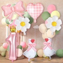 12 Pcs Silly Goose 1st Party Decoration Fun Goose Balloon with Pink Bow for S…